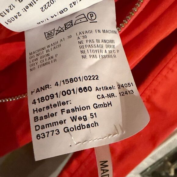 BASLER coral light weather moto jacket w zipper accents tie waist detail. Sz M - Picture 10 of 12